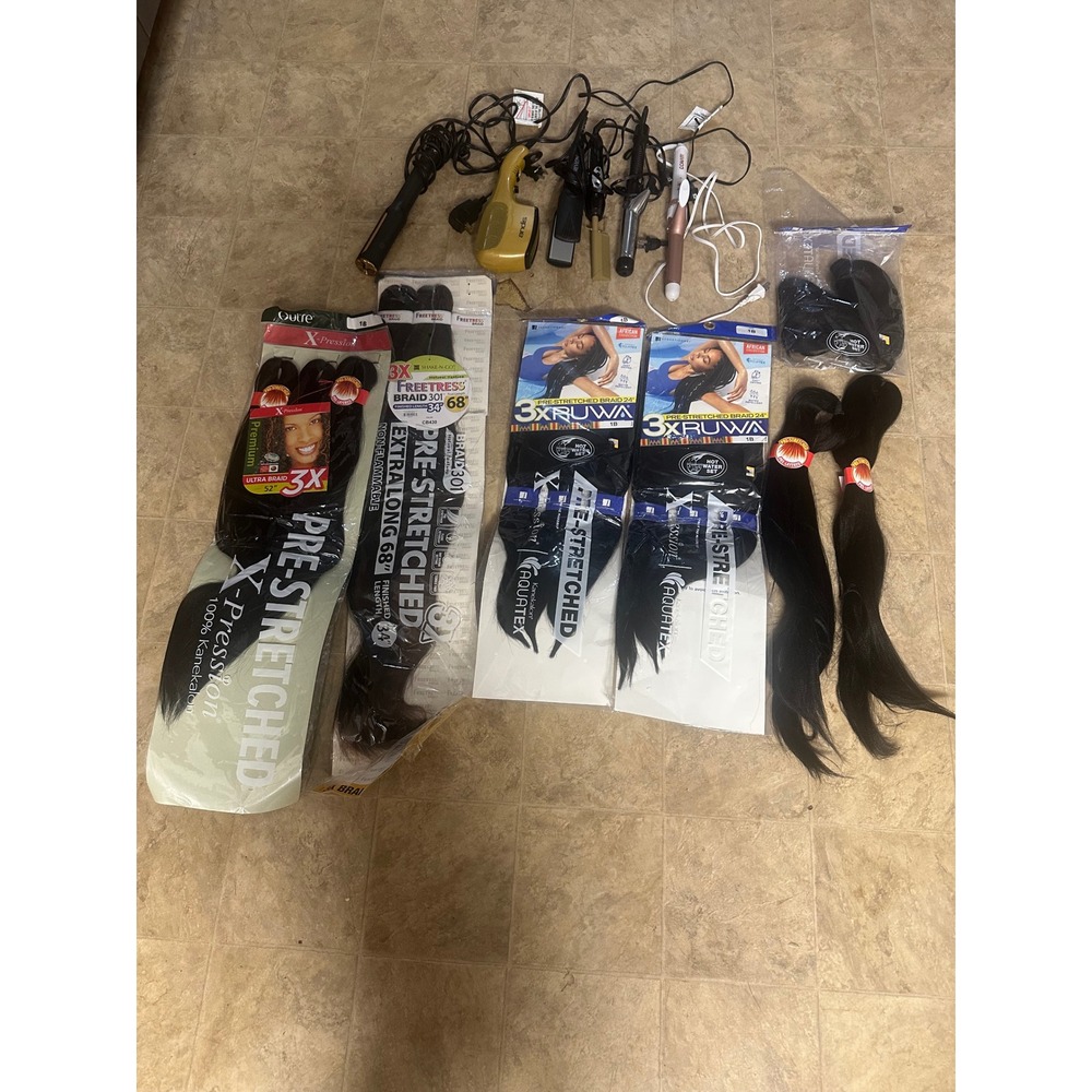 Hair Styling Tool Lot Revlon Conair Andis Hot Comb & X-Pression Braiding Hair 1B